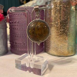 Vintage Sterling Silver Jasper Pendant